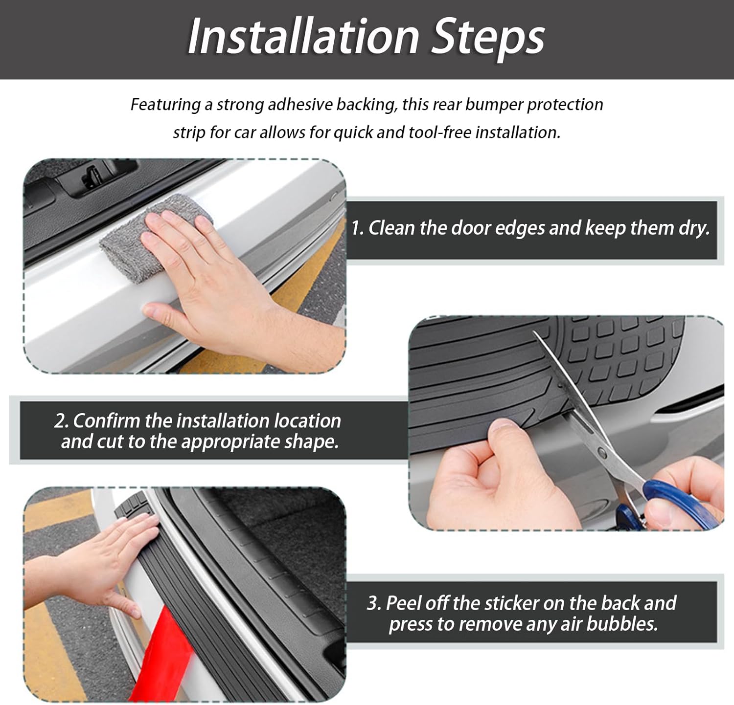 Car Rear Bumper Protector Guard for Cadillac CT4 V Blackwing 2022 2023 2024 2025 2026, Non-Slip Bumper Protection Strip, Trunk Anti-Collision Sticker Fit for Most Cars, SUVs,B 104CM*9CM