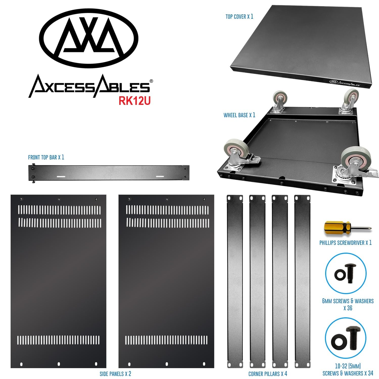 Snapklik.com : AxcessAbles 12U AV Equipment Rack 19-Inch Steel Open ...
