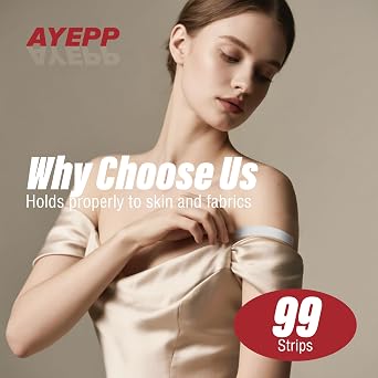 99 Strips Hypoallergenic Double Sided Fashion Tape for All Skin Types All Day Strength Tape Adhesive Invisible Body Tape Clear/Transparent Clothing Tape Emergency Fabric Tape for On-the-Go Use