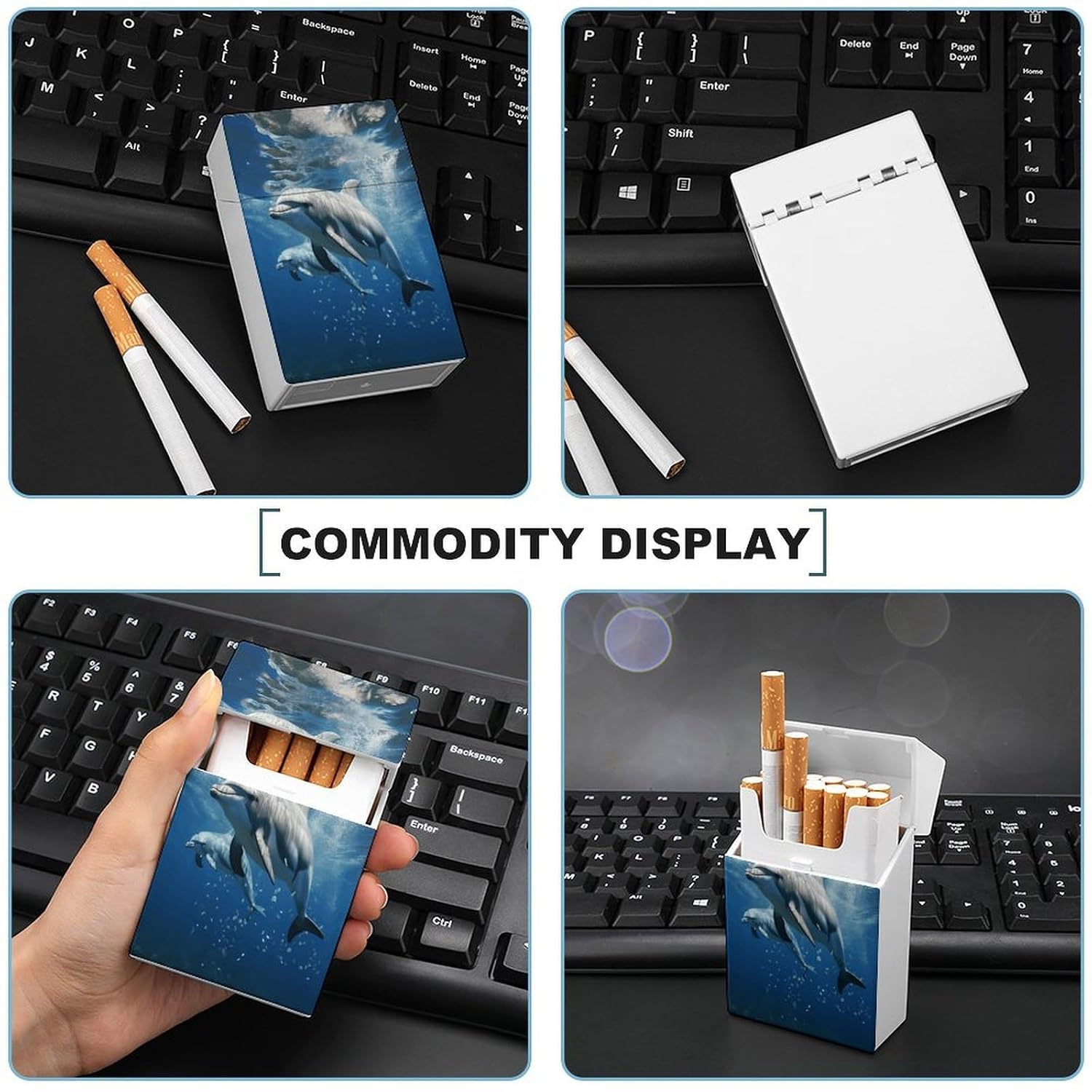 Cute Dolphins Cigarette Case Portable Crush-Proof Cigarette Holder 85mm King Size 20 Capacity Cigarettes Box Fashion Waterproof Cigarettes Storage Case for Men & Women image 5