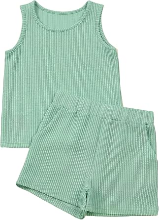 blibean Girls Summer Clothes Sets Kids Tank Tops Shorts Thread Outfits Size 6-16 Years