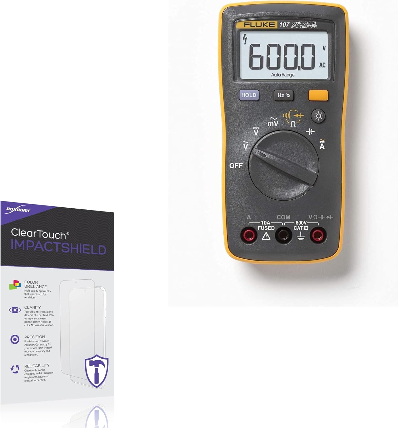 BoxWave Screen Protector Compatible with Fluke 107 - ClearTouch ImpactShield (2-Pack), Impenetrable Screen Protector Flexible Film