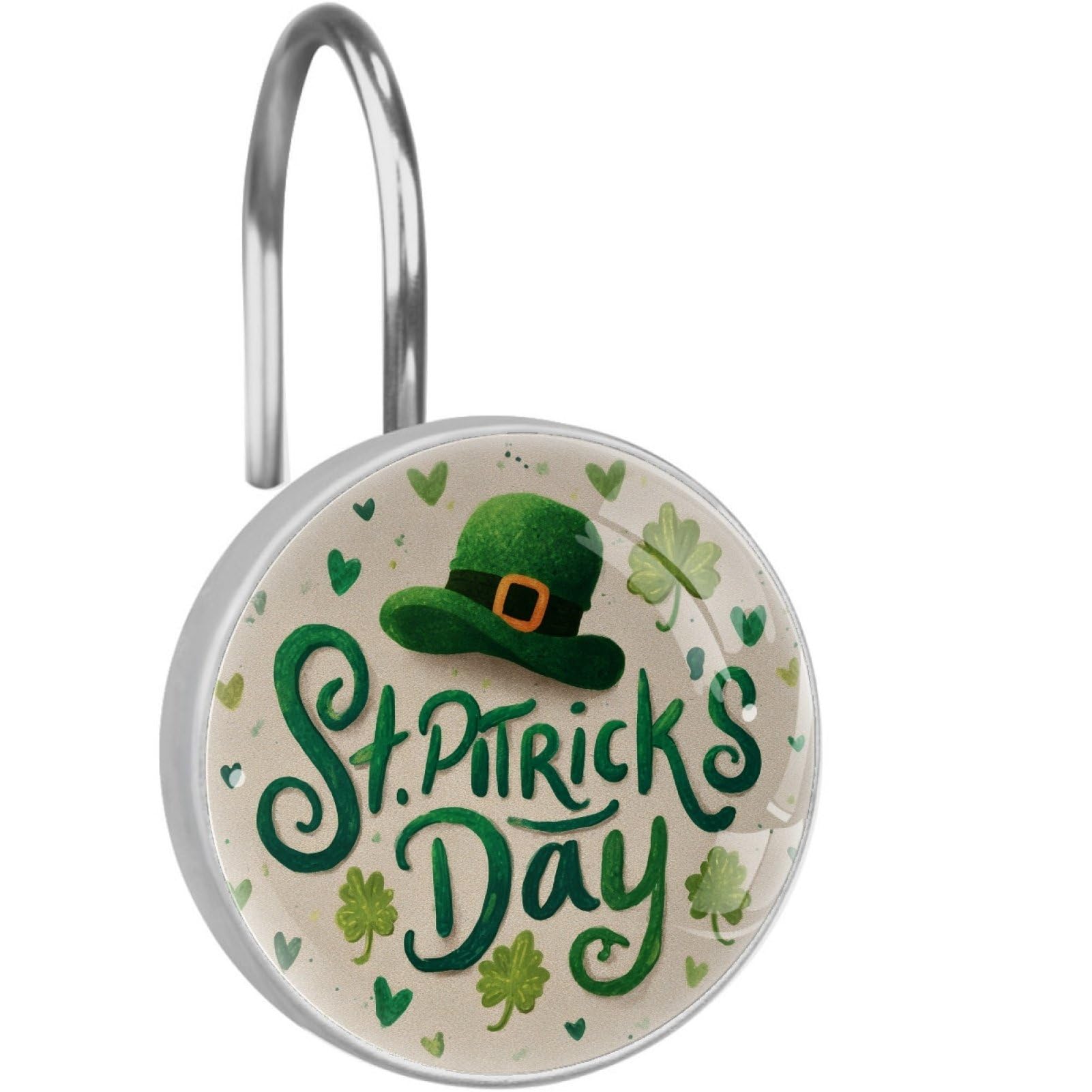 VAPOKF Shower Curtain Hooks, St. Patrick's Day Hat Rust Proof Decorative Shower Curtain Rings, Modern Farmhouse Designer Shower Curtain Hangers for Bathroom, 12Pcs
