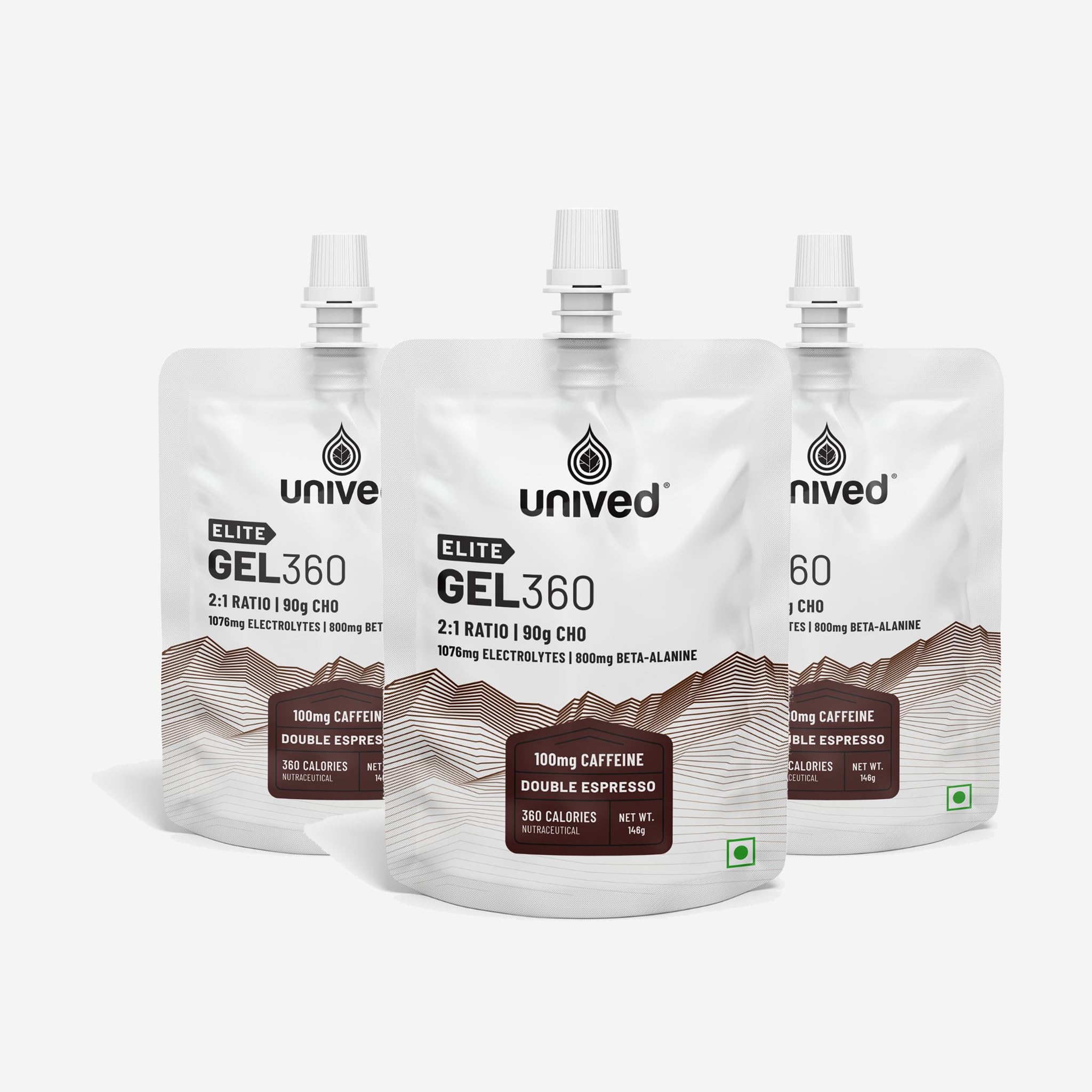 Unived Elite GEL 360 Energy Gel – 90g Dual-Carb (2:1 Maltodextrin:Fructose), 360 kcal Endurance Fuel for Running, Cycling & Triathlon | Electrolytes + 800mg Beta-Alanine | Double Espresso - Pack of 3-image-15