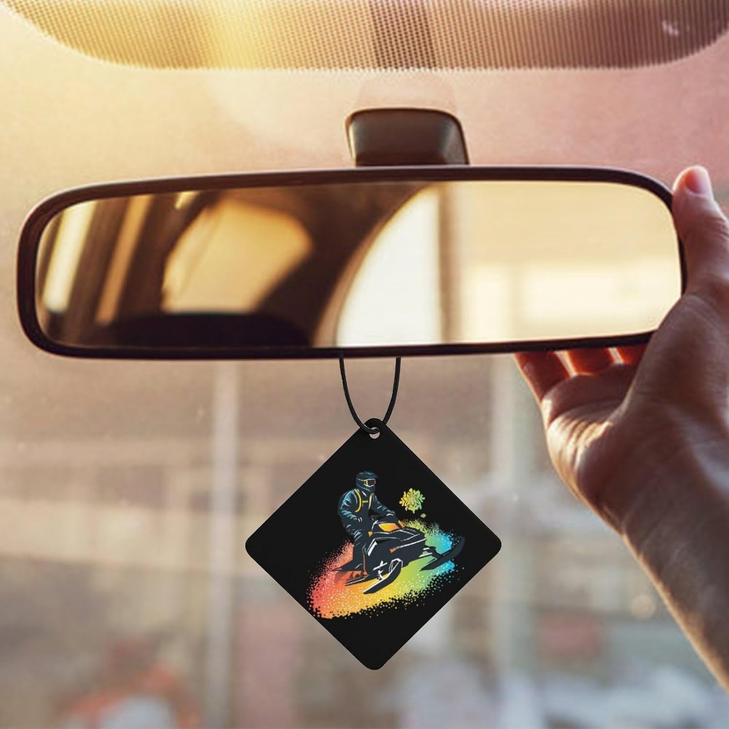 Snowymobile Sport Car Air Freshener Cute Hanging Aromatherapy Tablets for Car Home Rhombus
