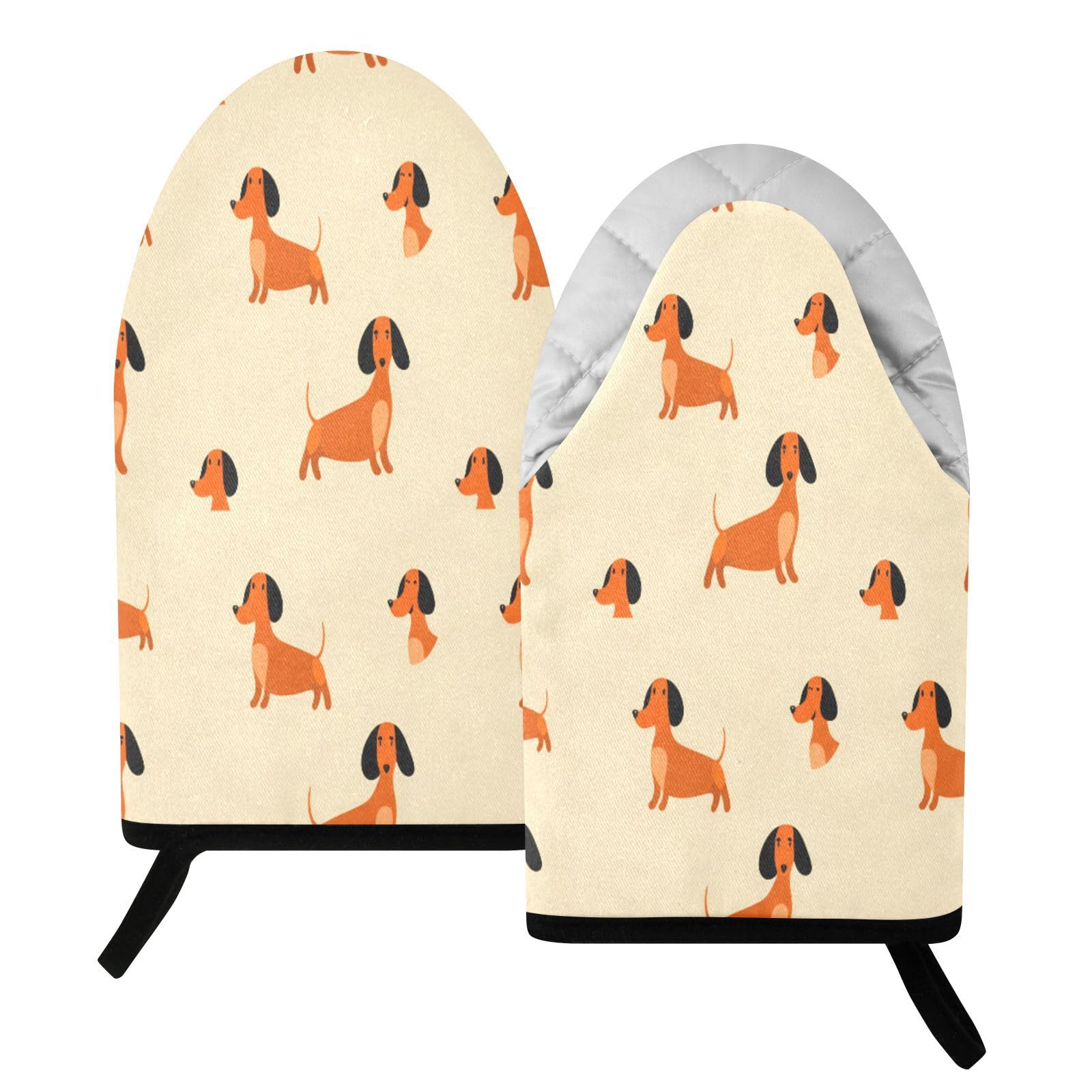 BURSTDDY Dachshund Dog Oven Mitt,Heat Resistant Kitchen Mitts for Cooking