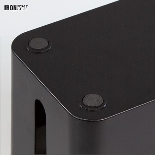 Miniatura 9 de Caja de organización de cables, paquete de 3, organizador de cables blanco con parte superior de madera oscura, ocultador para cables, regletas de