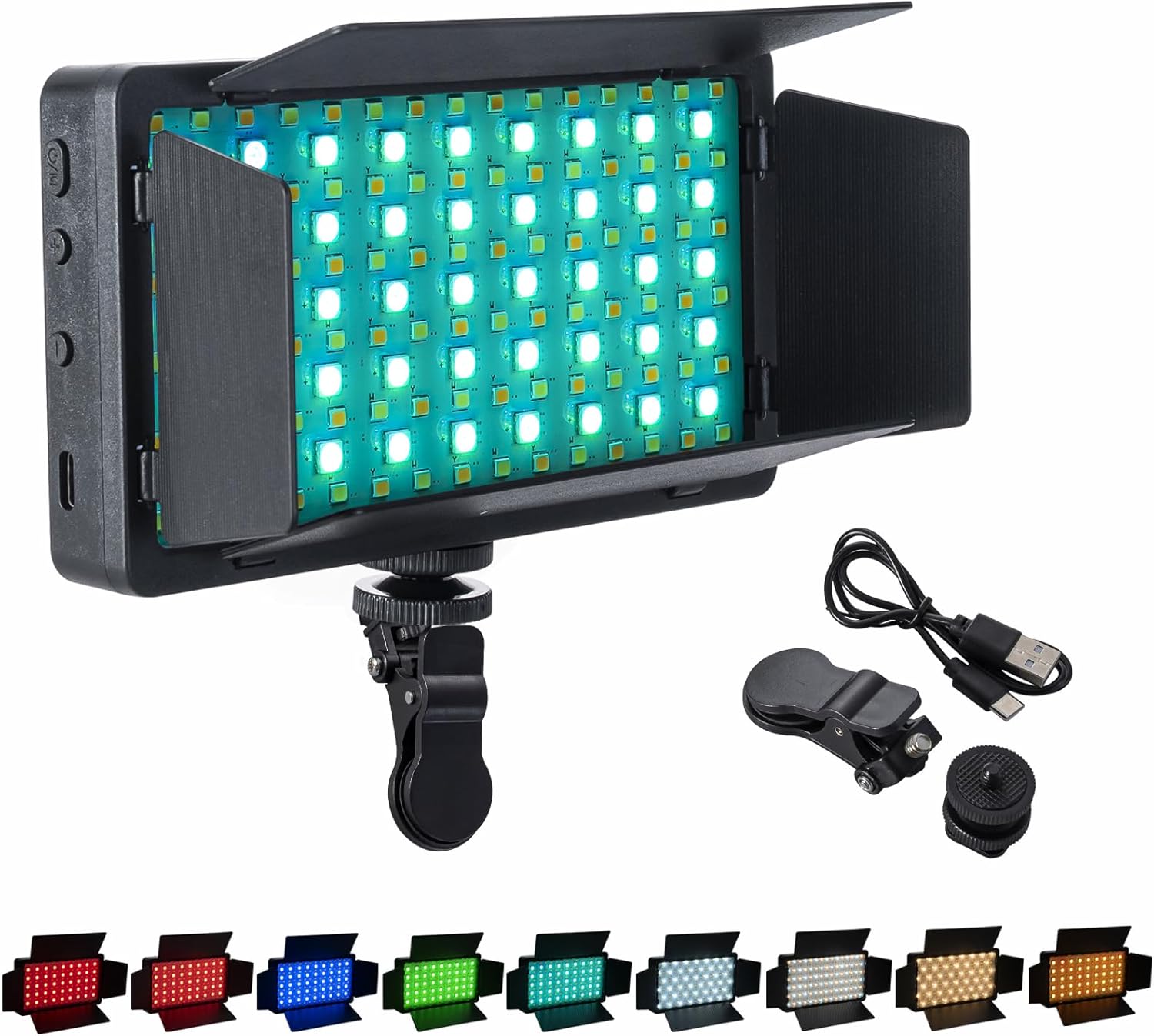 RGB LED Video Light, Small Camera Light for Pictures Video Recording with 4000mAh Battery Support Type-C USB Photo Lights for Photography Live Streaming Zoom Call w 135 Beads