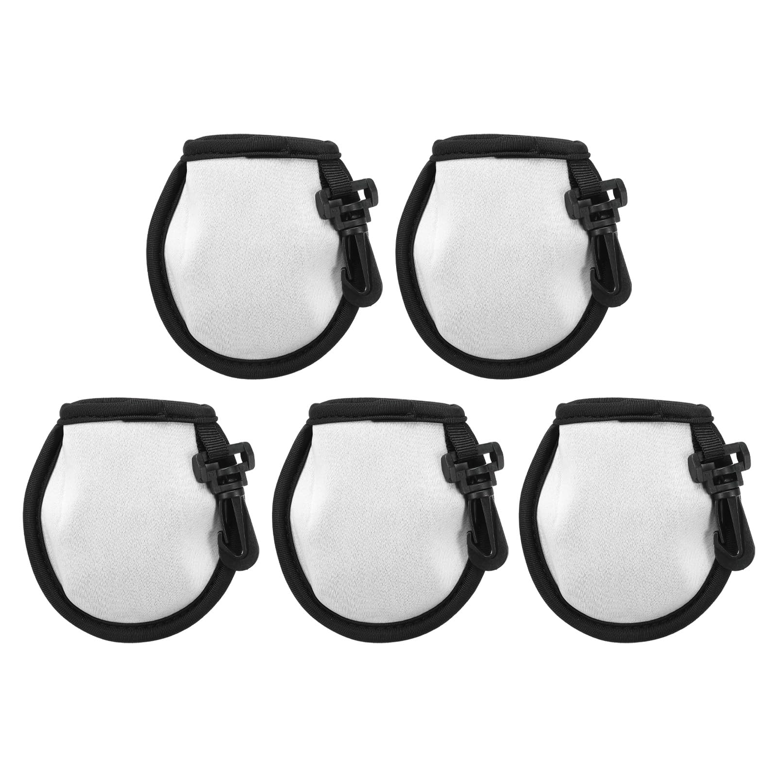 PATIKIL Golf Ball Washer Pouch, 5 Pack Portable Golf Balls Cleaner Pocket Bag with Hanging Clip for Women Men Golf Exercise White