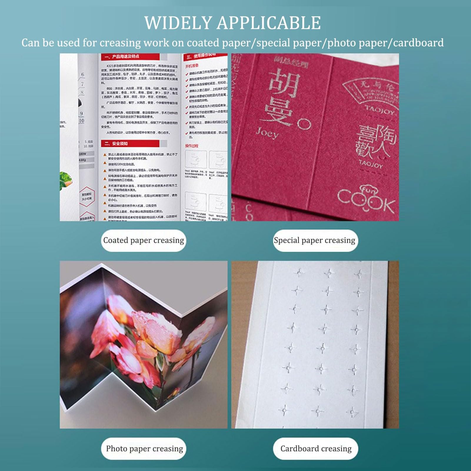 Cordonatrice Manuale, Piegatrice Carta da 350 mm con Righello di Posizionamento e Blocco Regolabile, profondità Scanalatura 0,8 mm, per Coupon, Etichette e Cartoncino