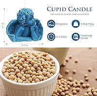 Vista 2 de Nuanchu Eclectic Angel Decor - 2 velas veganas de cera perfumada de soja en blanco y rosa para decoración moderna de dormitorio (azul lago)