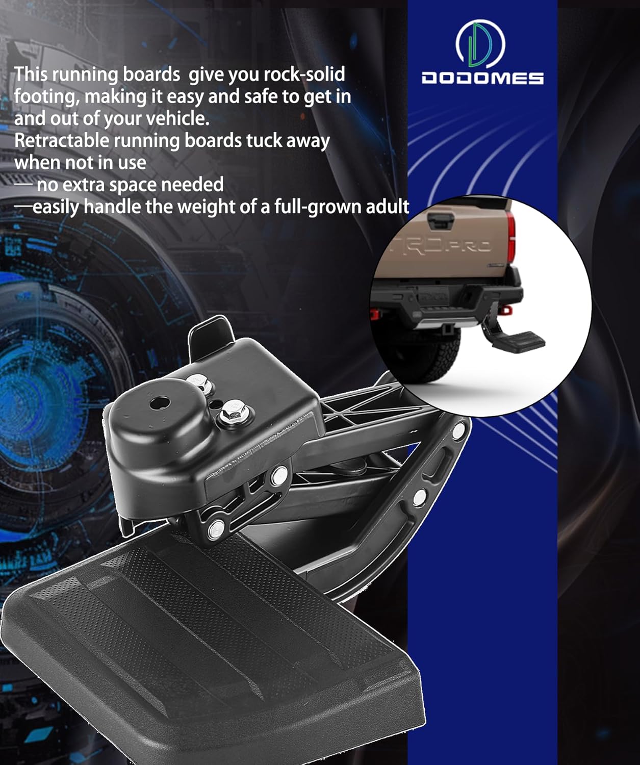 Dodomes Rear Bed Step Retractable Truck Bumper Step Replacement for Toyota Tacoma 2024 2025 Replace PT392-35920