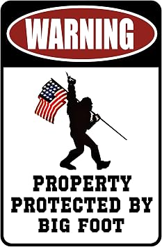 Warning Property Protected by Big Foot Signs Funny Metal Decor Gift Sign