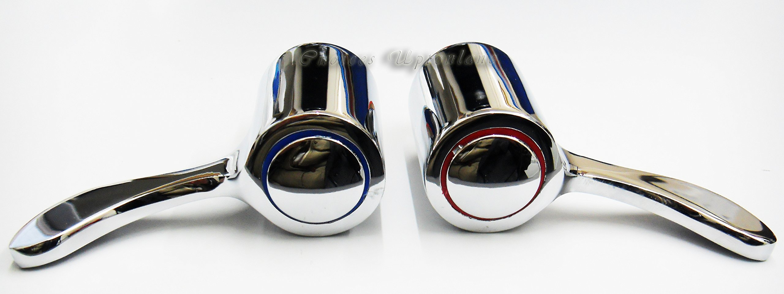 REPLACEMENT HOT & COLD LEVER 1/4" TURN MODERN TAP TOP HEAD COVERS CHROME PLATED, Silver - Image 4