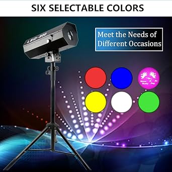 200W Stage Follow Spot Light, LED Spotlight, Adjustable Aperture Manual Control, for Wedding Birthdays Christmas Party