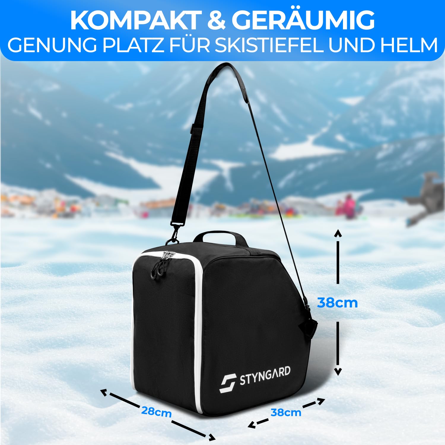 Skischuhtasche Kinder Skischuhtasche mit Helmfach [40 L] - Tasche für Skischuhe für Kinder mit extra Stauraum für Helm und Skizubehör - Modell ISCHGL