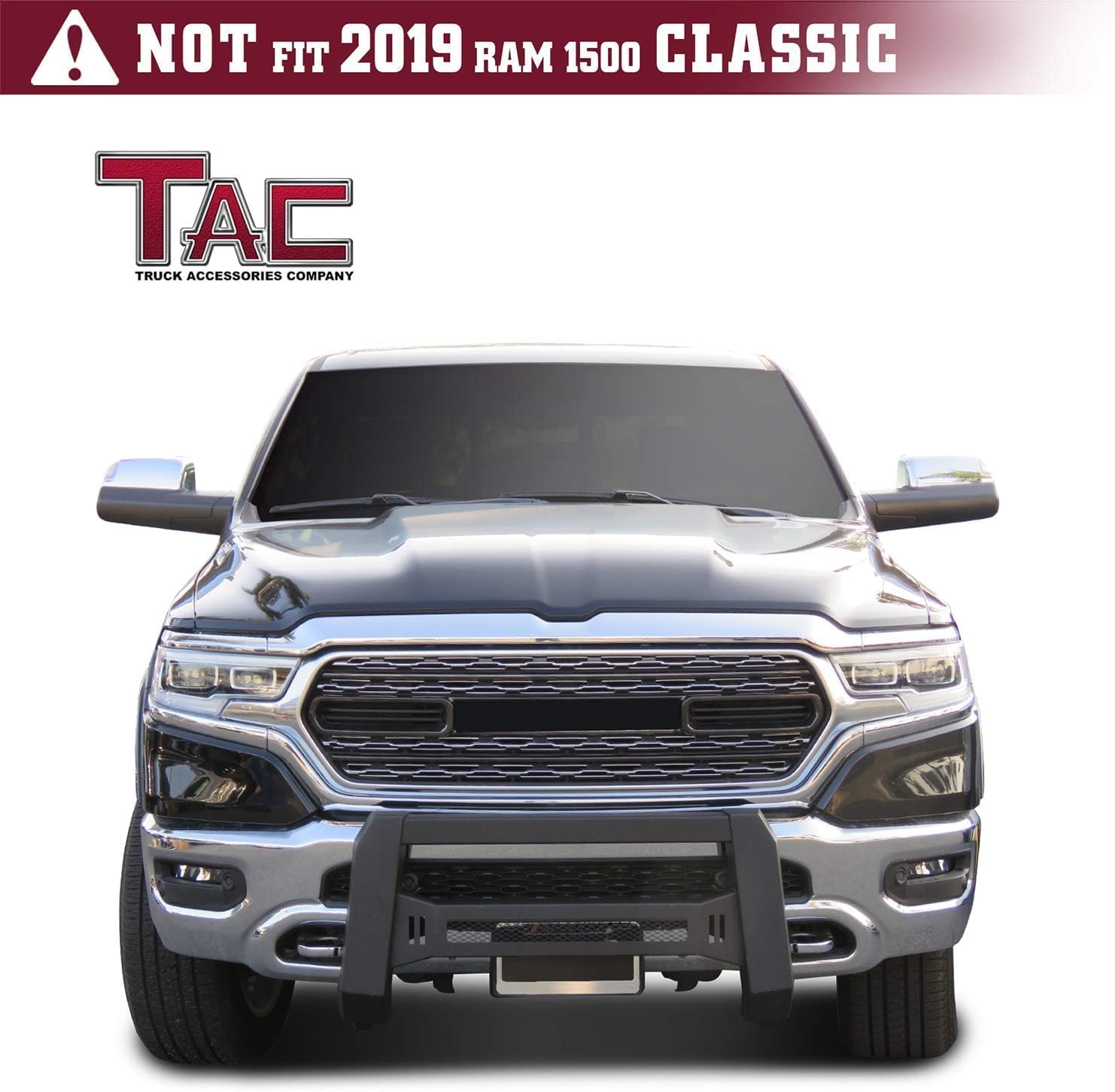TAC Modular Bull Bar Fit 2019-2024 Dodge Ram 1500 (Exclude Rebel & TRX Trim/2019-2024 Ram 1500 Classic/2020-2022 Ram 1500 Diesel models) Pickup Truck Predator Mesh Version Bumper