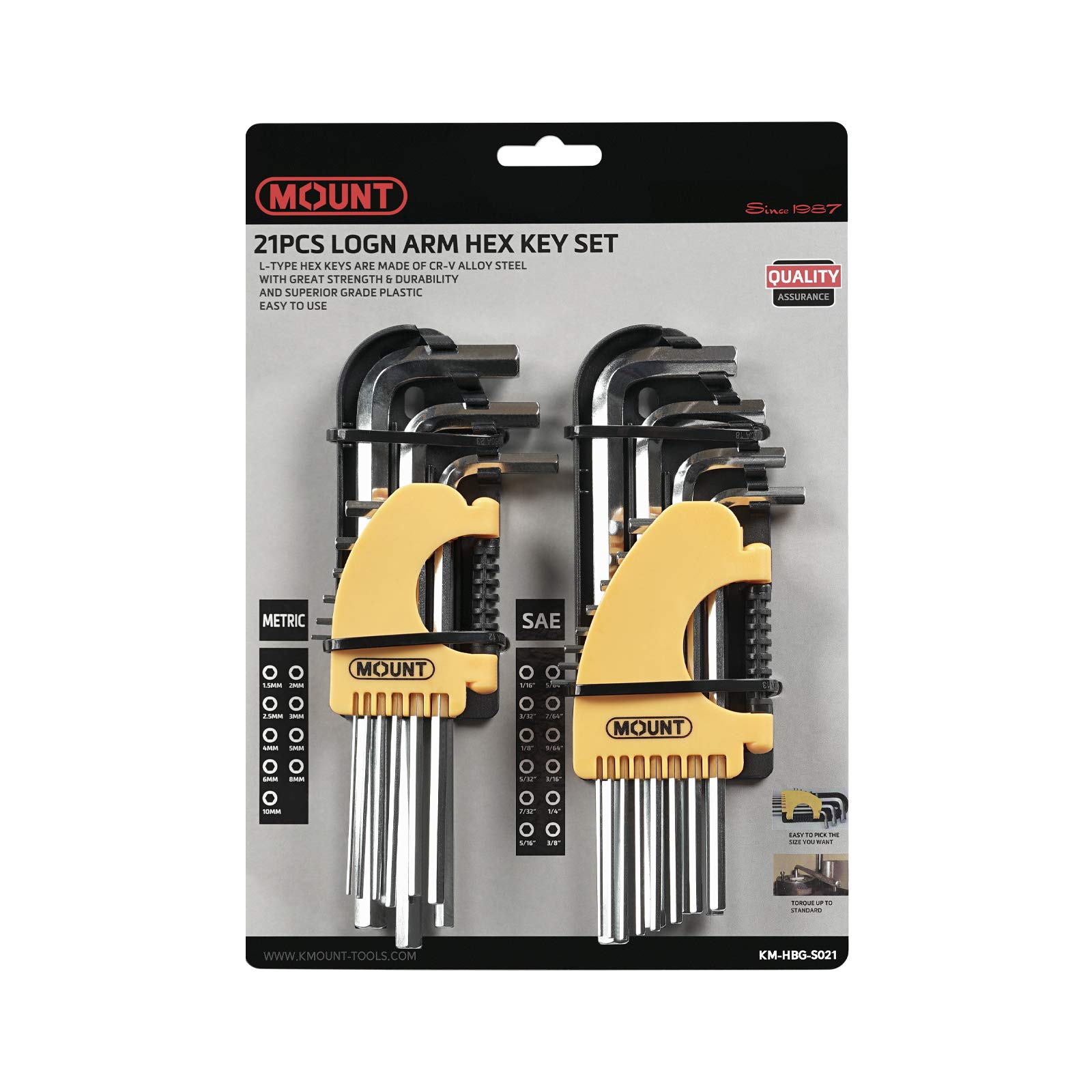 MOUNT 30-PCS Long Arm Hex Key Set With Ball End, Professional Wrenches Cr V Steel Portable Tool Kit With Hinged Carry Case For Vehicle Repair