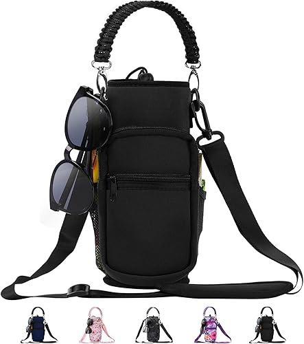 Bolsa de transporte para botella de agua de 32406487128 onzas, funda de neopreno para botella de agua con 4 bolsillos, soporte deportivo para agua