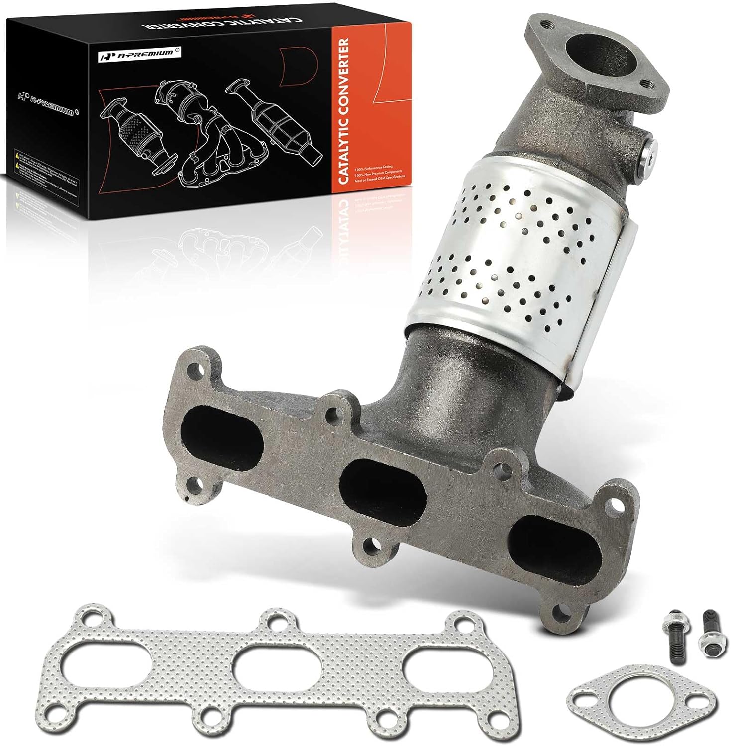 A-Premium Front Exhaust Manifold Catalytic Converter Kit Direct-Fit Compatible with Hyundai Santa Fe 2005-2006, Tucson 2005-2009 & Kia Sportage 2005-2010, 2.7L, EPA Compliant