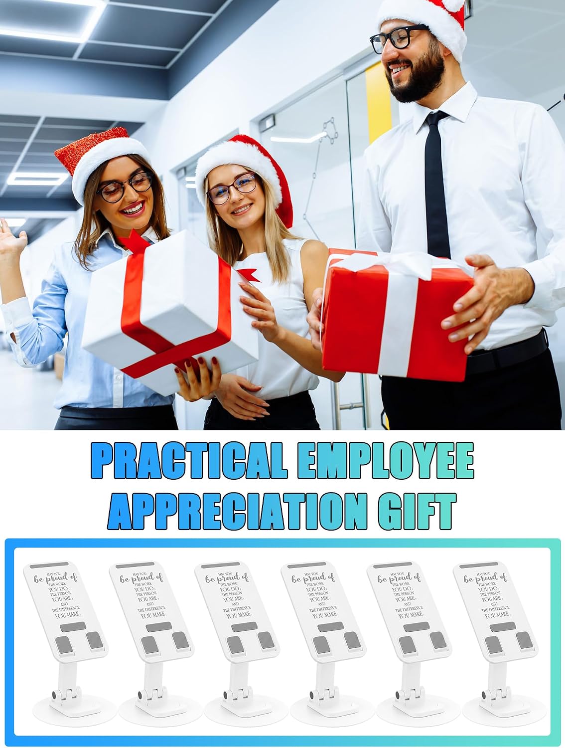 12 Pcs Employee Appreciation Gift Bulk Motivational Cell Phone Stand Adjustable 360 Rotating Desk Accessory Quote ''May You Be Proud of the Work You Do'' for Worker Doctor Teacher Volunteer