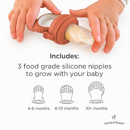 Miniatura 6 de Moss and Fawn Baby's First Bites Bundle - Kit de paletas de leche materna congelada de silicona con alimentador de forraje y bandeja de cubitos de