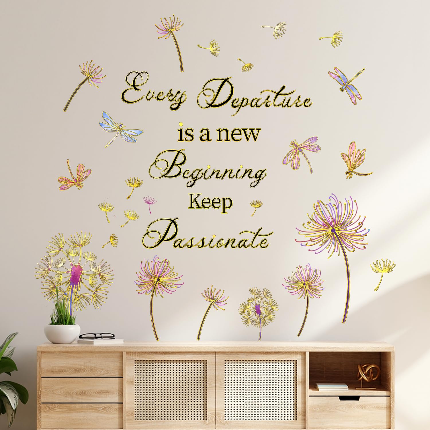 Stickers muraux imperméables dorés à décoller et coller pour une déco durable
