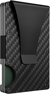Carbon Fiber Wallet for Men Slim RFID Blocking Minimalist Card Holder with Money Clip, Scratch-Resistant Ultra-Light Metal Wallet, Compact Design, Gift Box Included
