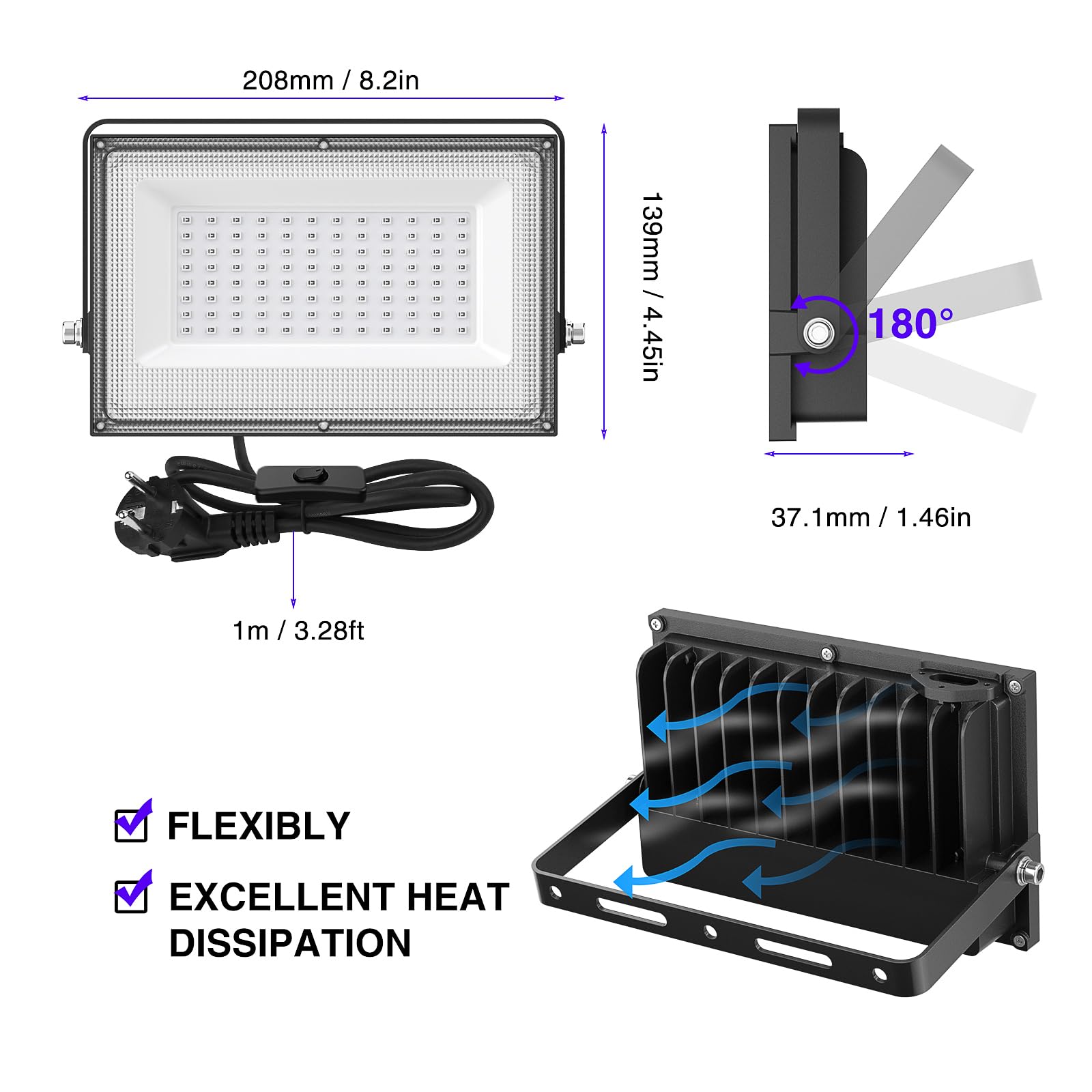 Onforu 2 Pezzi 60W Faretto UV LED, Faro Luce Nera LED, Proiettore UV LED IP66 Impermeabile, Blacklight Decorare per Acquario, Festa, Pittura Fluorescente, Poster Fluorescente, Bar