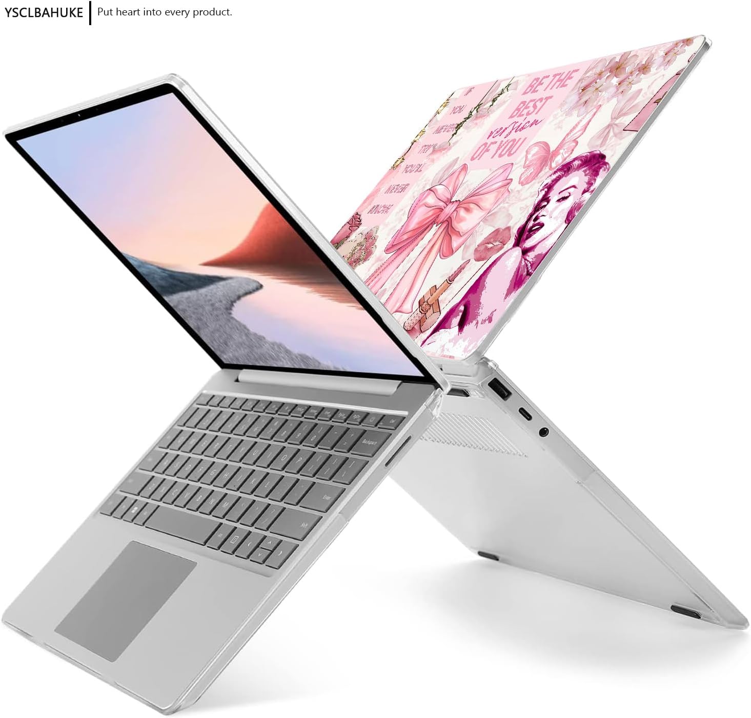 Case for Microsoft Surface Laptop 12.4 Inch Go 3/2 / 1 Model 2013/1943 Creative Pattern Durable Scratch-Resistant,with Screen Protector+ Keyboard Cover,Blush Bow Dreams image 4