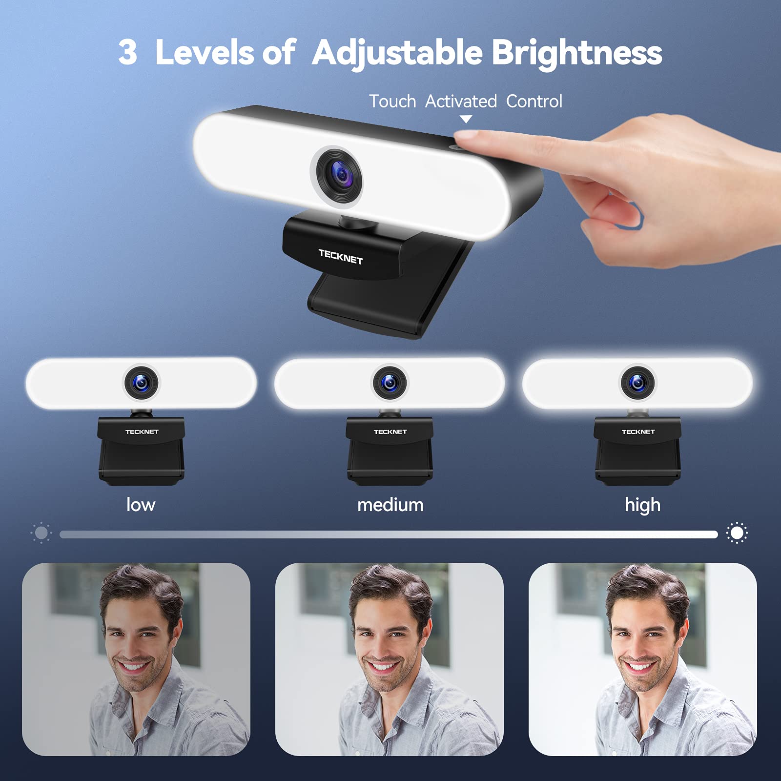 1080P cam with Microphone for PC, HD Streaming cam with 3