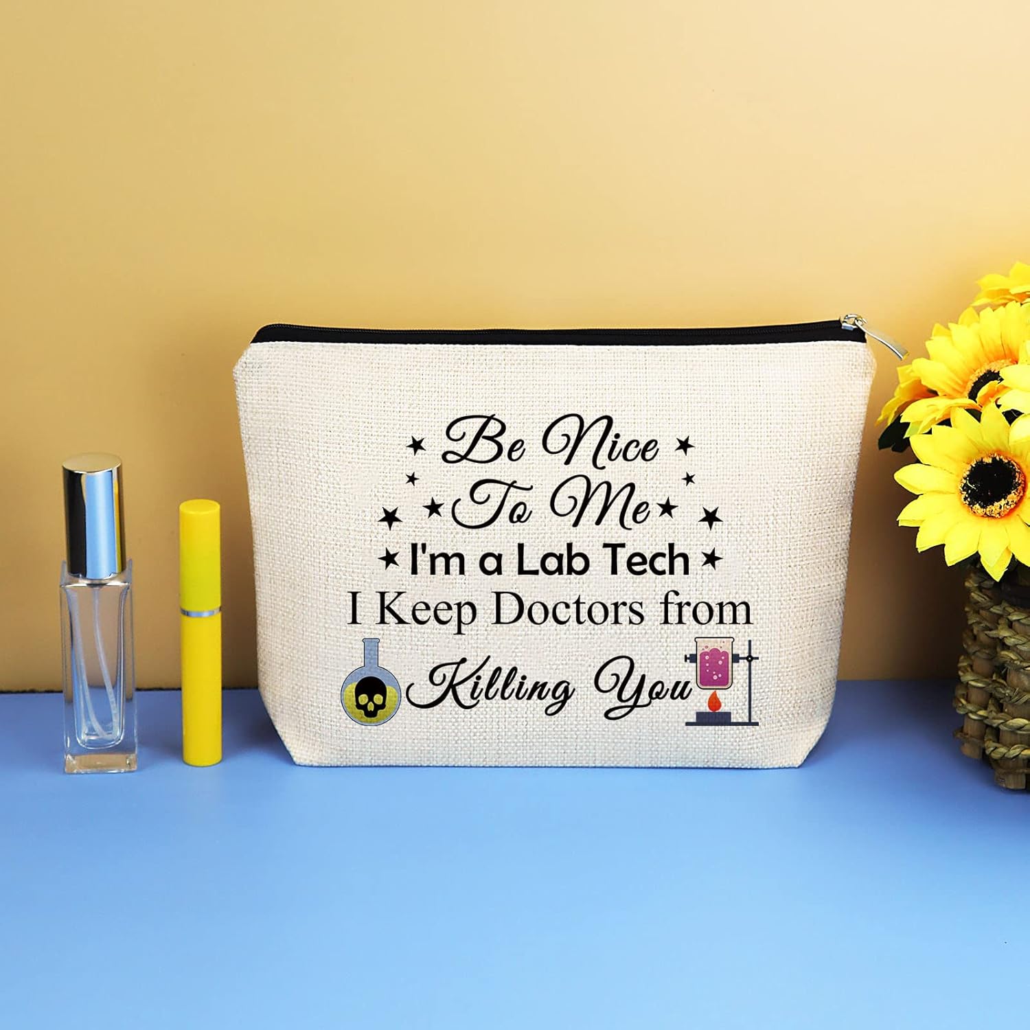 Lab Tech Gift Funny Laboratory Technician Makeup Bag Medical Lab Scientist Gift Cosmetic Bag Science Gifts for Women Nurse Week Gifts for Laboratory Workers Christmas Birthday Present Travel Pouch - Image 7