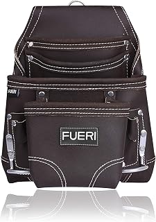 Leather Tool Pouch for Carpenters 10 Pocket Framers Belt Bag | High Gauge Premium Oil Tanned Leather Construction Maintenance Organizer Tool Holder