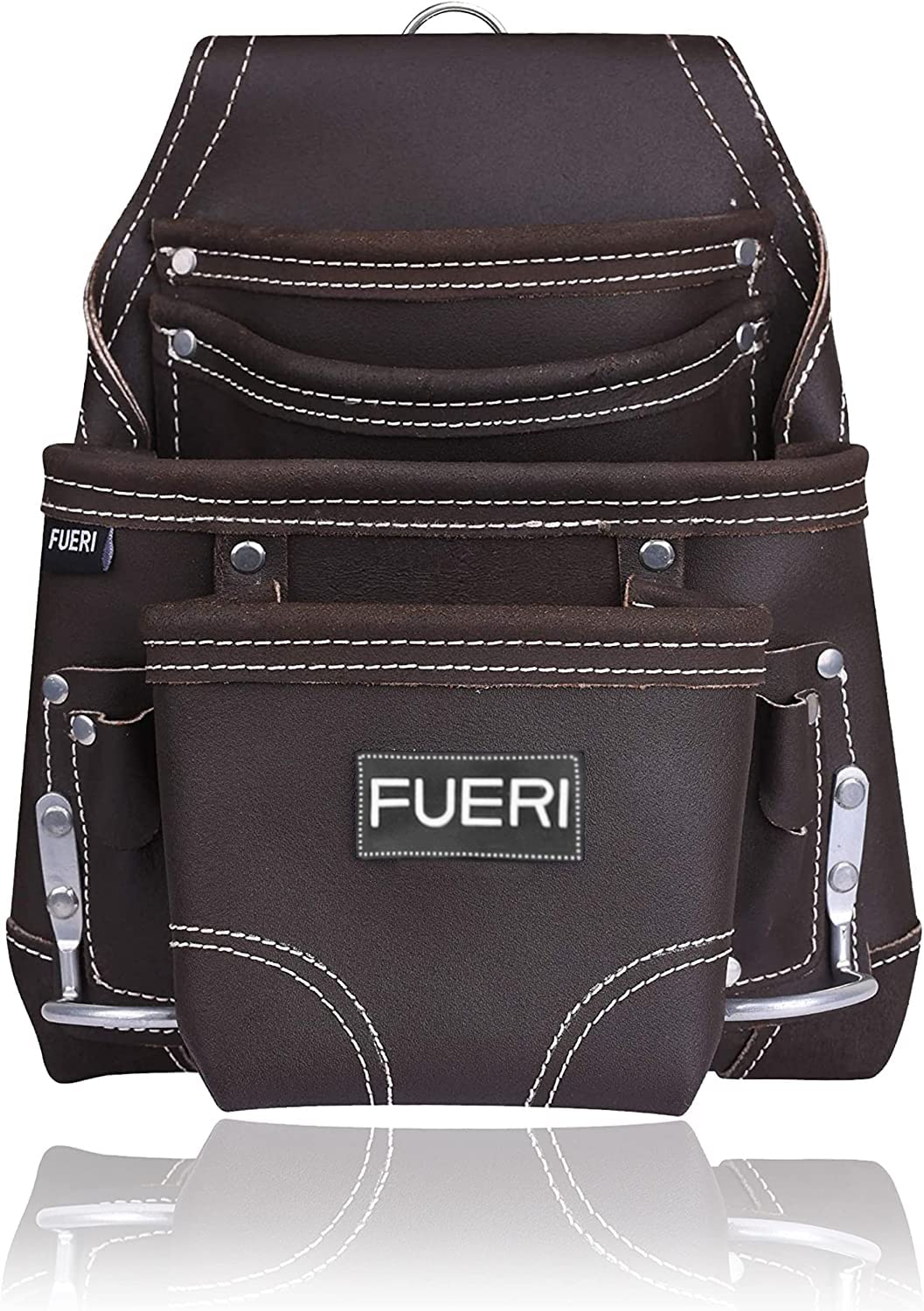 FUERI Leather Tool Pouches Dual Hammer Holster Heavy Duty Pouch Bag for Men Construction Carpenter Electrician Framer Women