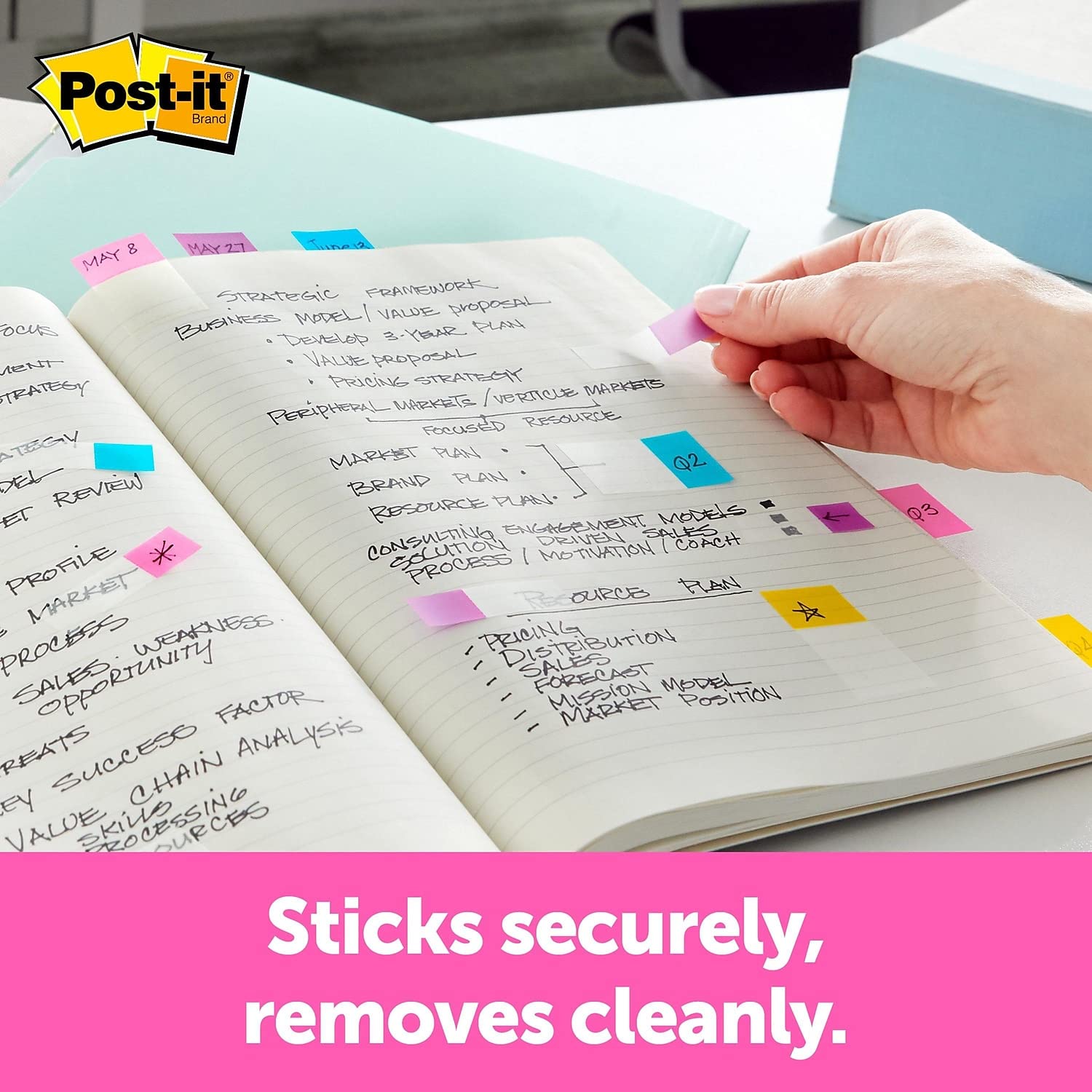 Post-it (R) sign-and-date Nachricht Flaggen, verschiedene helle Farben, 1/2in, 80 Stück