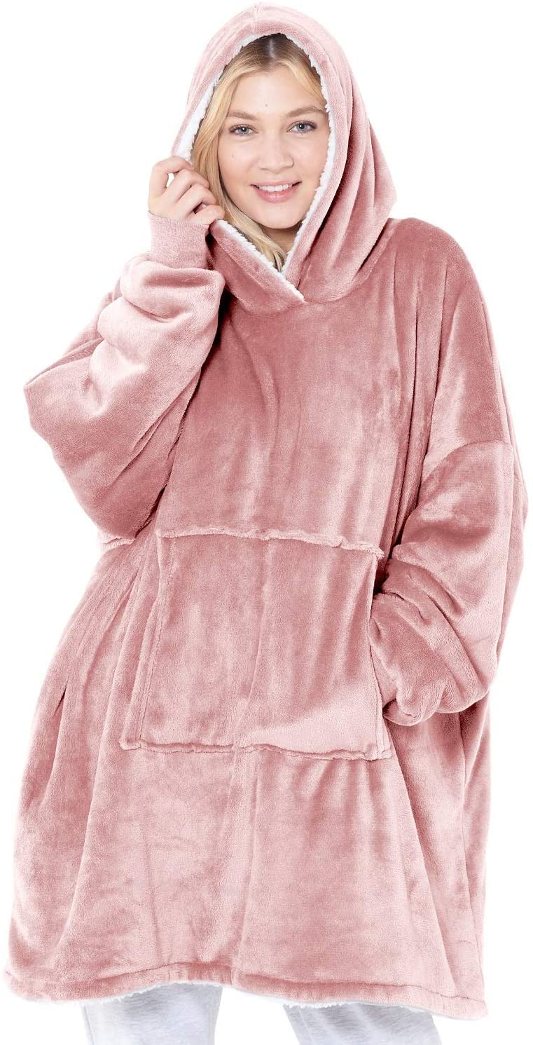 ARR ARR Eskimo Blush Pink Sherpa Fleece Hoodied Blanket Oversized Hoodied Blanket