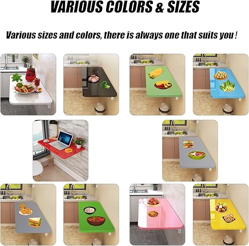 Miniatura 2 de Mesa plegable montada en la pared, escritorio flotante plegable, mesa plegable para colgar en la pared, mesas de hojas colgantes para espacios