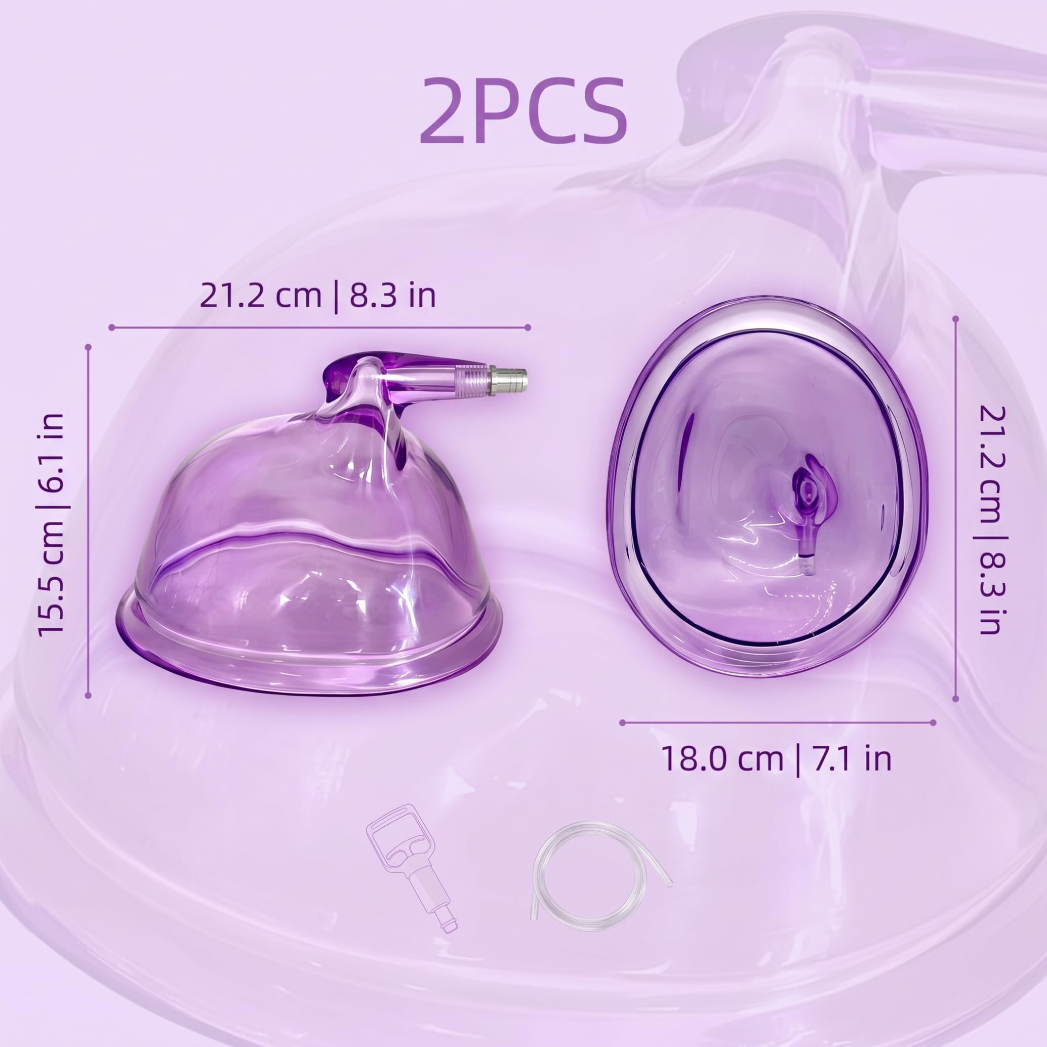 Po-Lifting-Maschine – 1 Paar extra große Körperformungsbecher mit Saugnapf zum Formen, Lila, 8, 35 x 7, 09 x 6, 10 Zoll