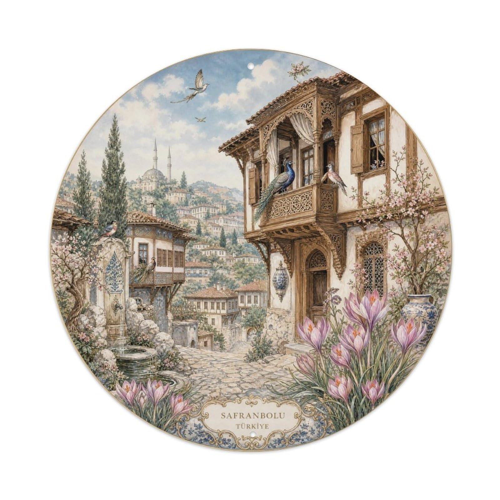 Safranbolu Turkey Ottoman Town Heritage Chinoiserie Metal Tin Sign