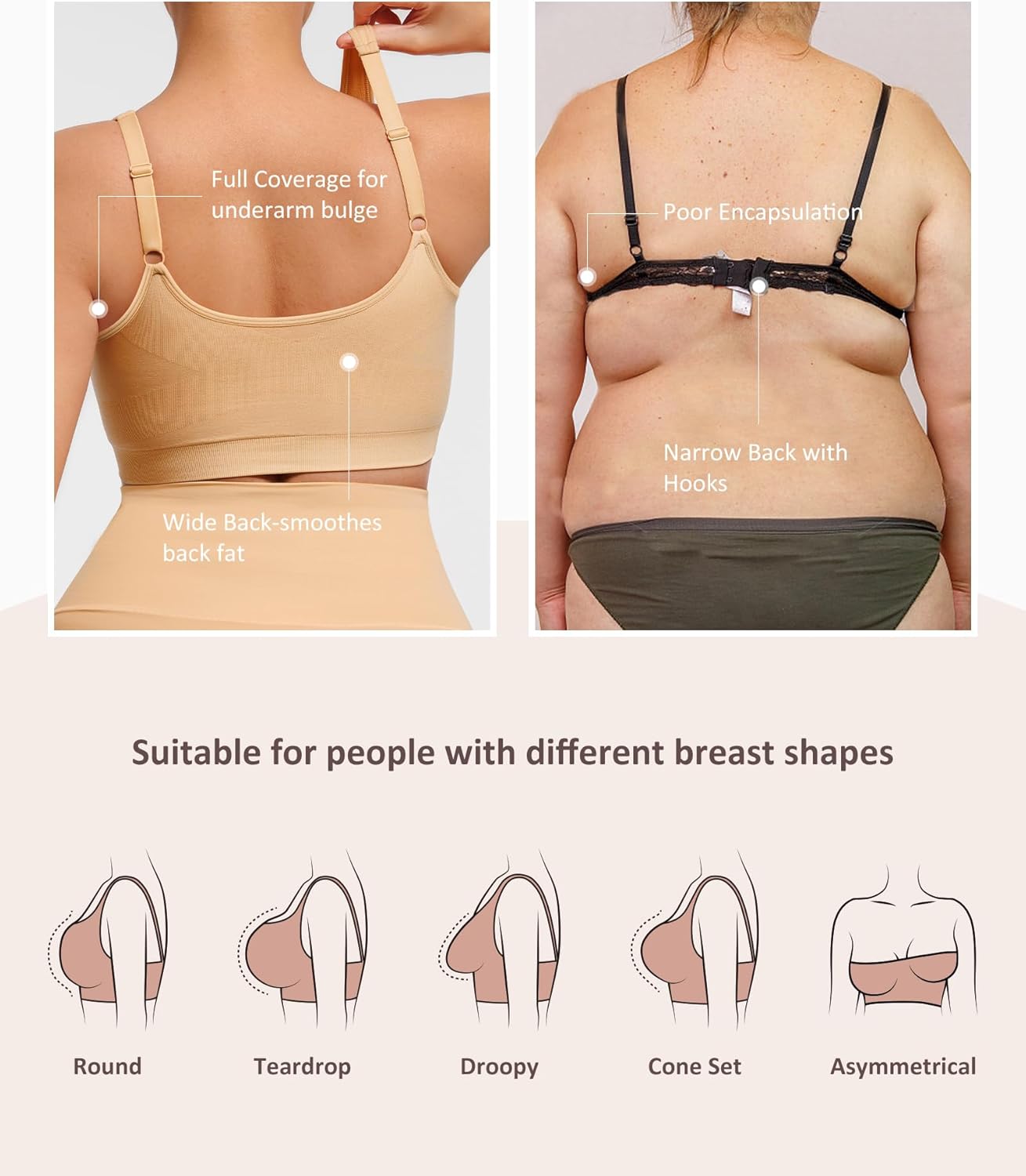 FeelinGirl Zip Front Closure Bras for Women No Underwire Compression Post Surgery Bra with Wide Adjustable Straps - Image 5