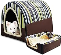 Vista 31 de Cama para Perros, 2 Maneras de Usar, Casa para Mascotas de Interior con Alfombrilla Esponjosa, Funda Extraíble y Lavable, Casa a Prueba