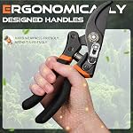 DECERK® 8.5" Poignées de taille professionnelle - Découpes 4X Plus facile avec Ultra Lame de titane d'acier japonais Sharp, Arthrite Friendly Garden Secateurs & Clippers végétaux, prunes sans effort 3/4" branches