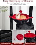 SYANDLVY Gothic Arbre de chat avec lit de cercueil pour les chats intérieurs, petite tour de chat, poste de scratching, maison d'activité moderne Condo avec berceau, grotte des chatons, noir & rouge