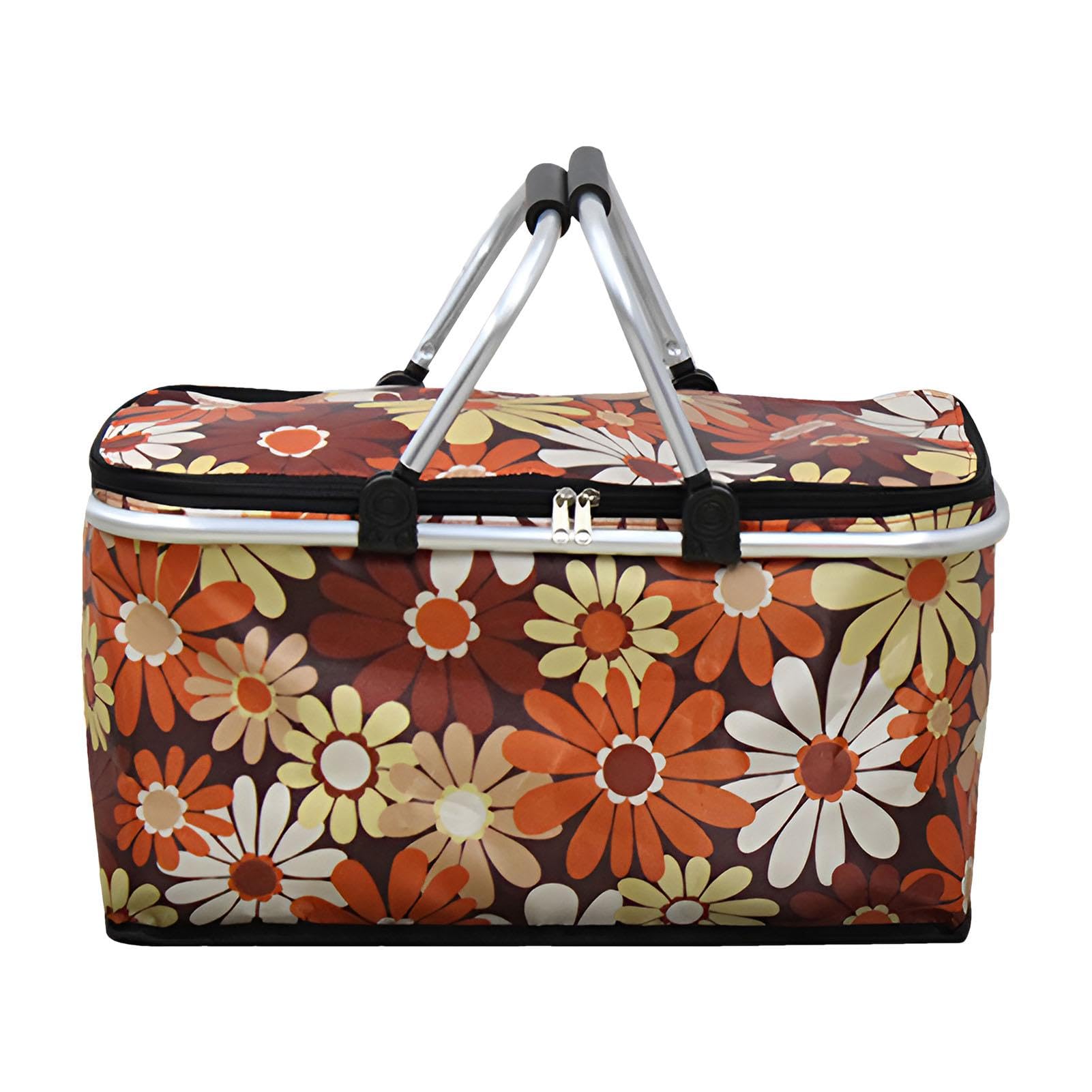 Grand Panier Pique-Nique Isolé 30L - Sac Isotherme Pliable Portable Avec Poignées