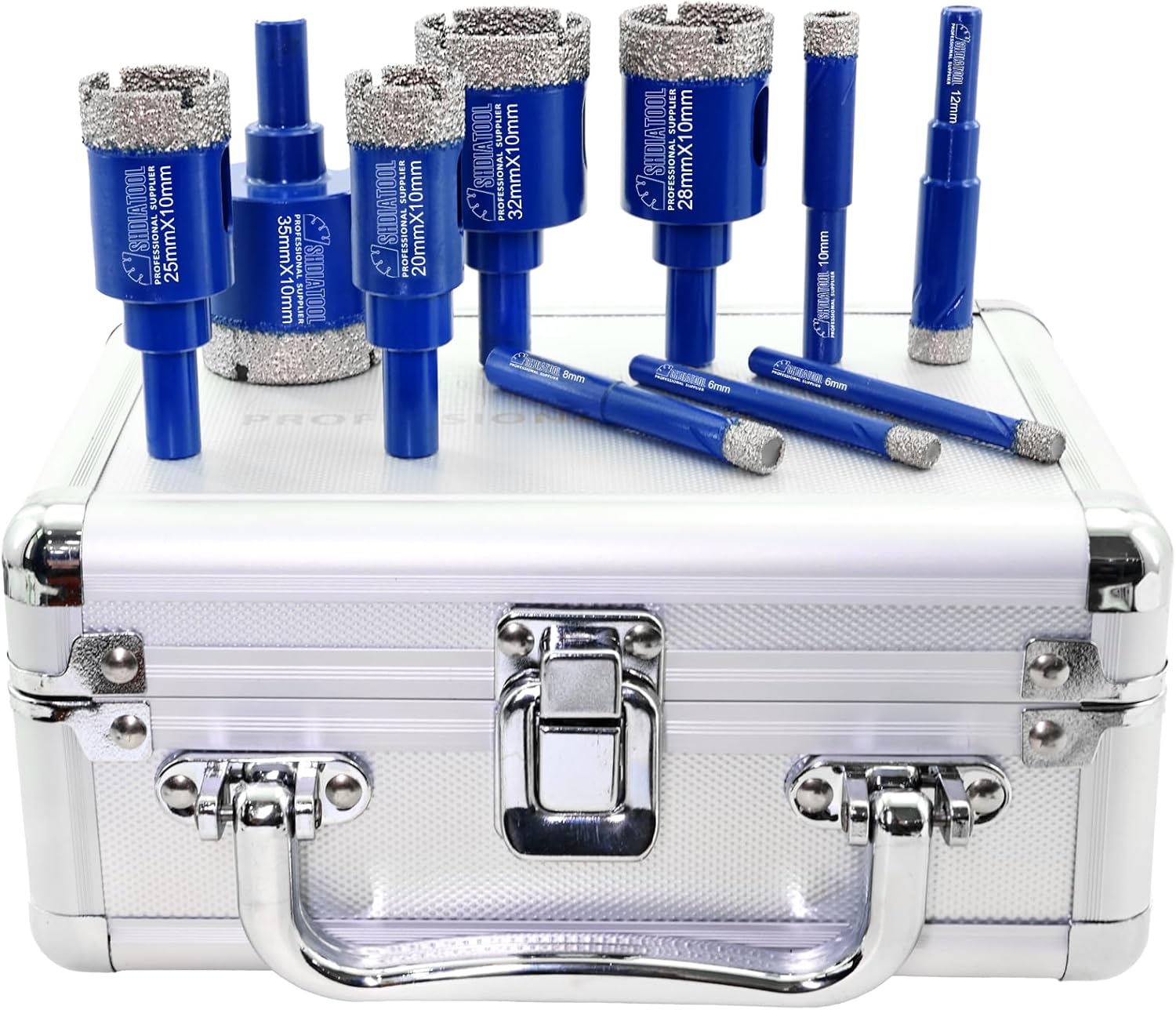SHDIATOOL Diamond Drill Core Bits Set for Porcelain,Round Shank Hole Saw Cutter for Tile Marble Ceramic Granite 11pieces (6/6/6/8/10/12/20/25/28/32mm/1-3/8)