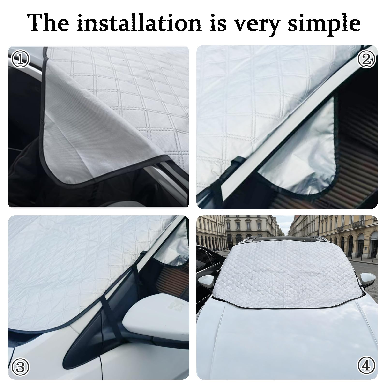 Copertura Parabrezza Inverno Auto 147×116cm Telo Antigelo Antineve 5 Magneti Protezione Universale SUV