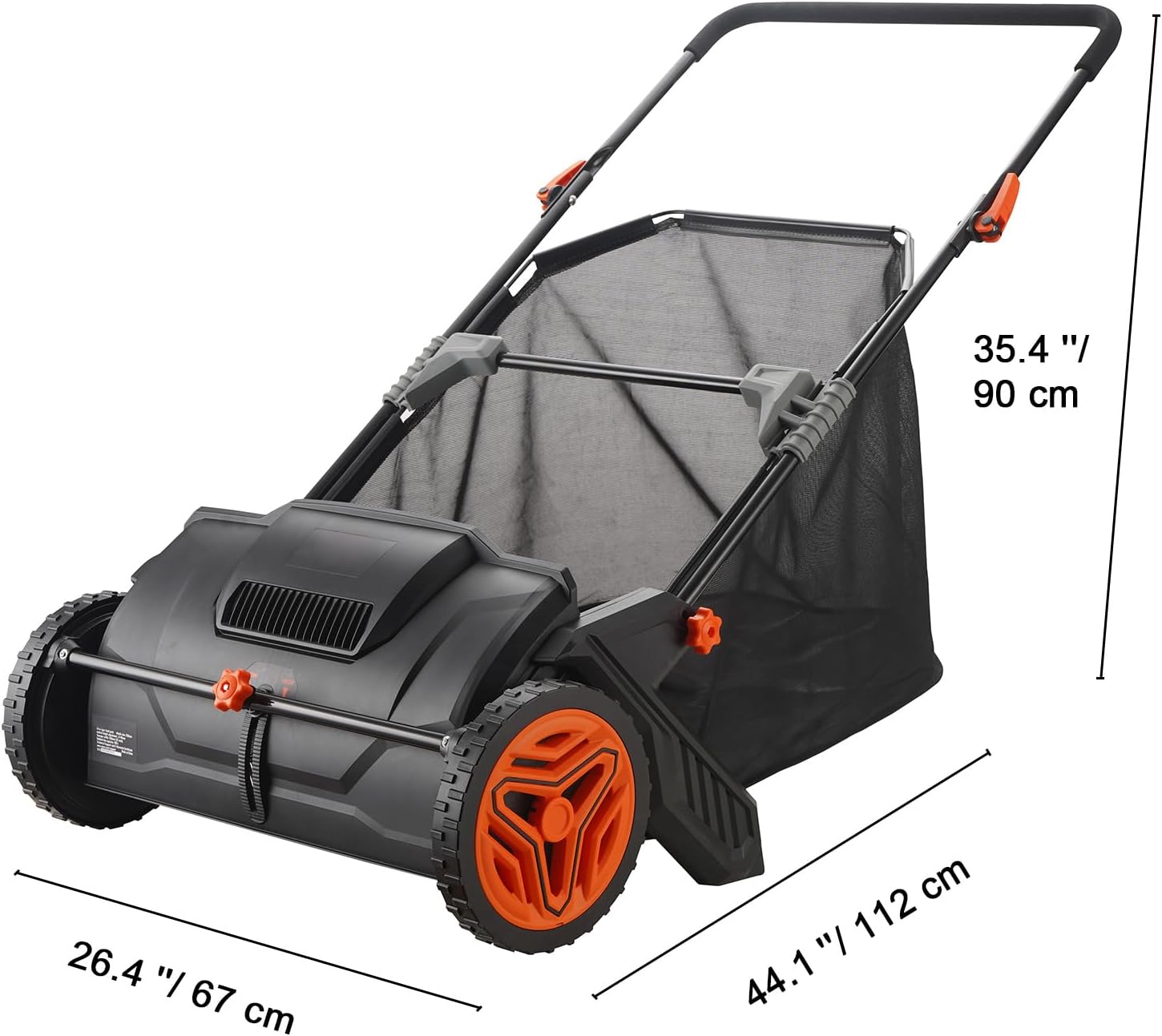 Happybuy Push Lawn Sweeper, 21inch Leaf & Grass Collector, Strong Plastic Wheels & Heavy Duty Thickened Steel for Durable Use, 3.5 cu. ft. Large Capacity Mesh Collection Hopper Bag, 2 Spinning Brushes