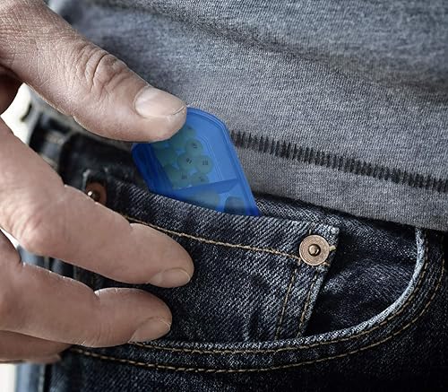 Miniatura 4 de UNIS Paquete de 6 cajas de envase portátil de píldoras de emergencia de estilo delgado pequeño con compartimentos dobles