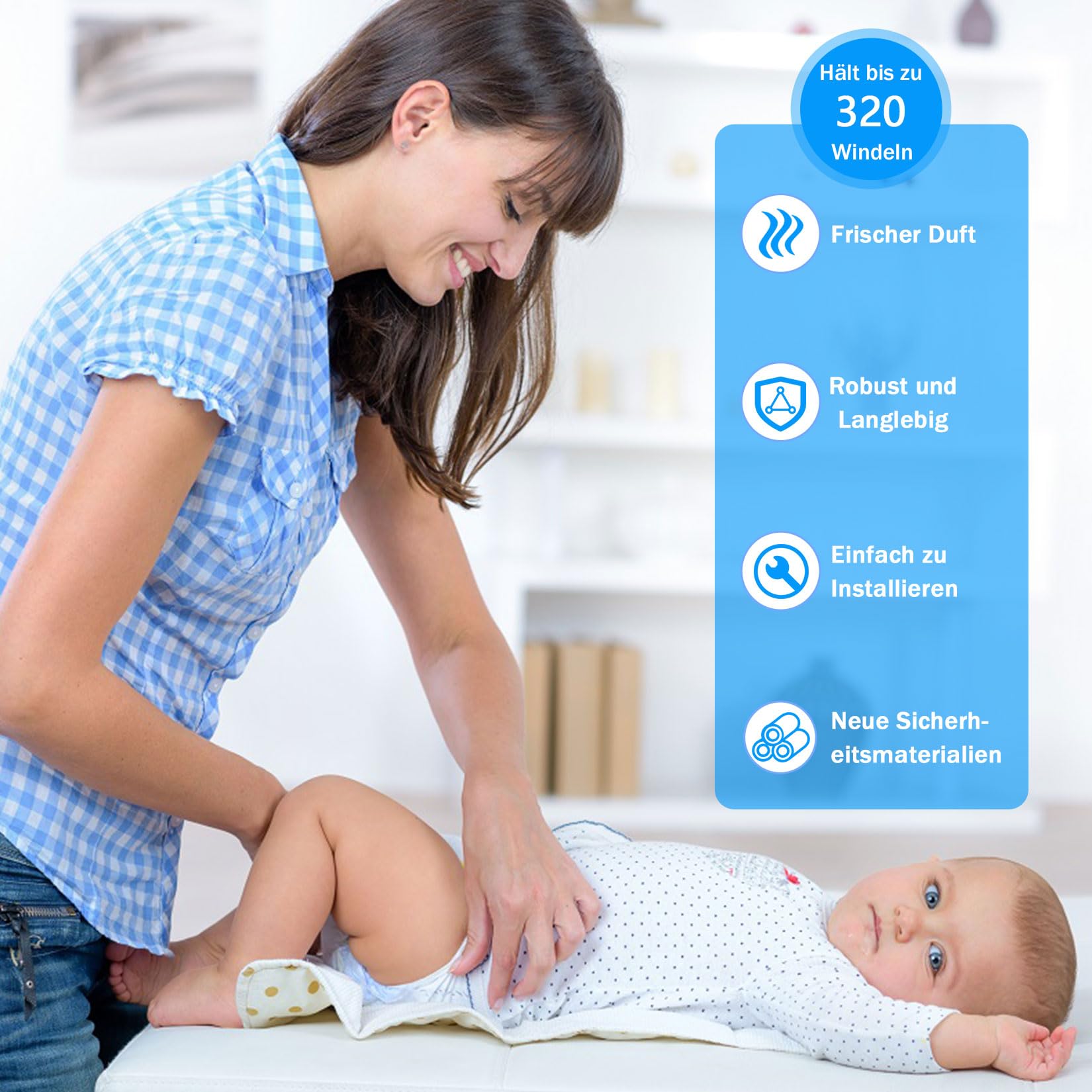 Pack de 12 recambios para cubos de pañales, 7 capas y resistentes a los olores, compatible con Angelcare/Tommee Tippee/Litter Locker – Azul