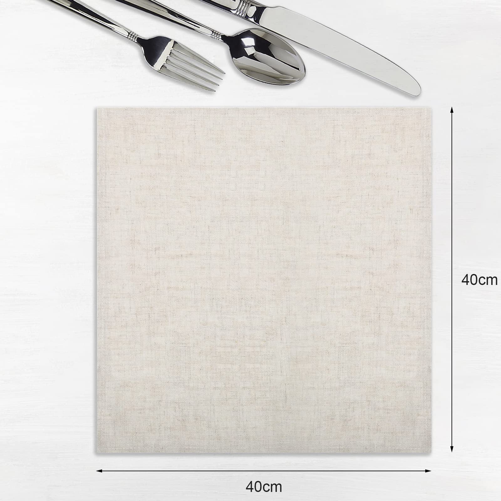 Stoffen Servetten - Verpakking van 12 Stuks Linnen, 40 x 40 cm, Hoogwaardige Beige, Herbruikbaar voor Tafeldecoratie, Bruiloft, Verjaardag, Feesten, Diner, Café, Restaurant